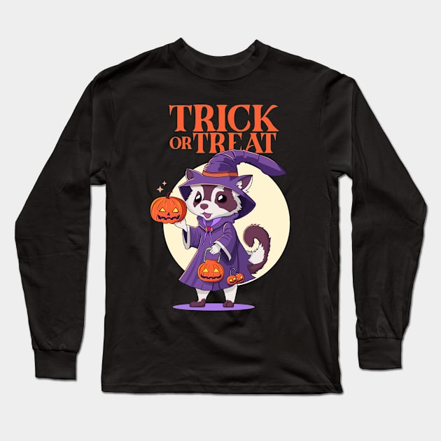 Ferret in wizard costume on halloween night Long Sleeve T-Shirt by Dizartico
